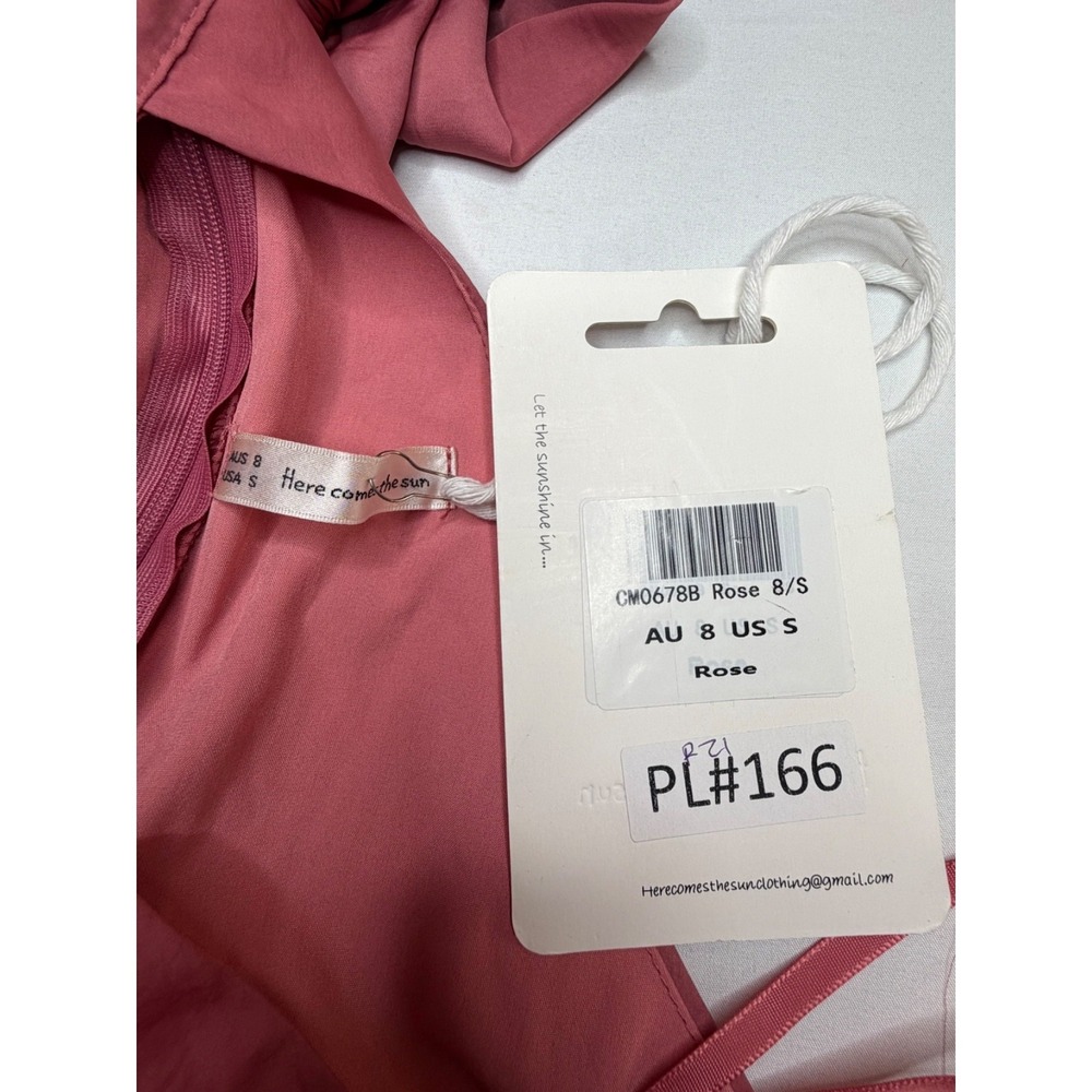Here Comes The Sun Rose Pink Halter Mini Dress Asymmetrical Ruffle Hem NWT S - Picture 10 of 14